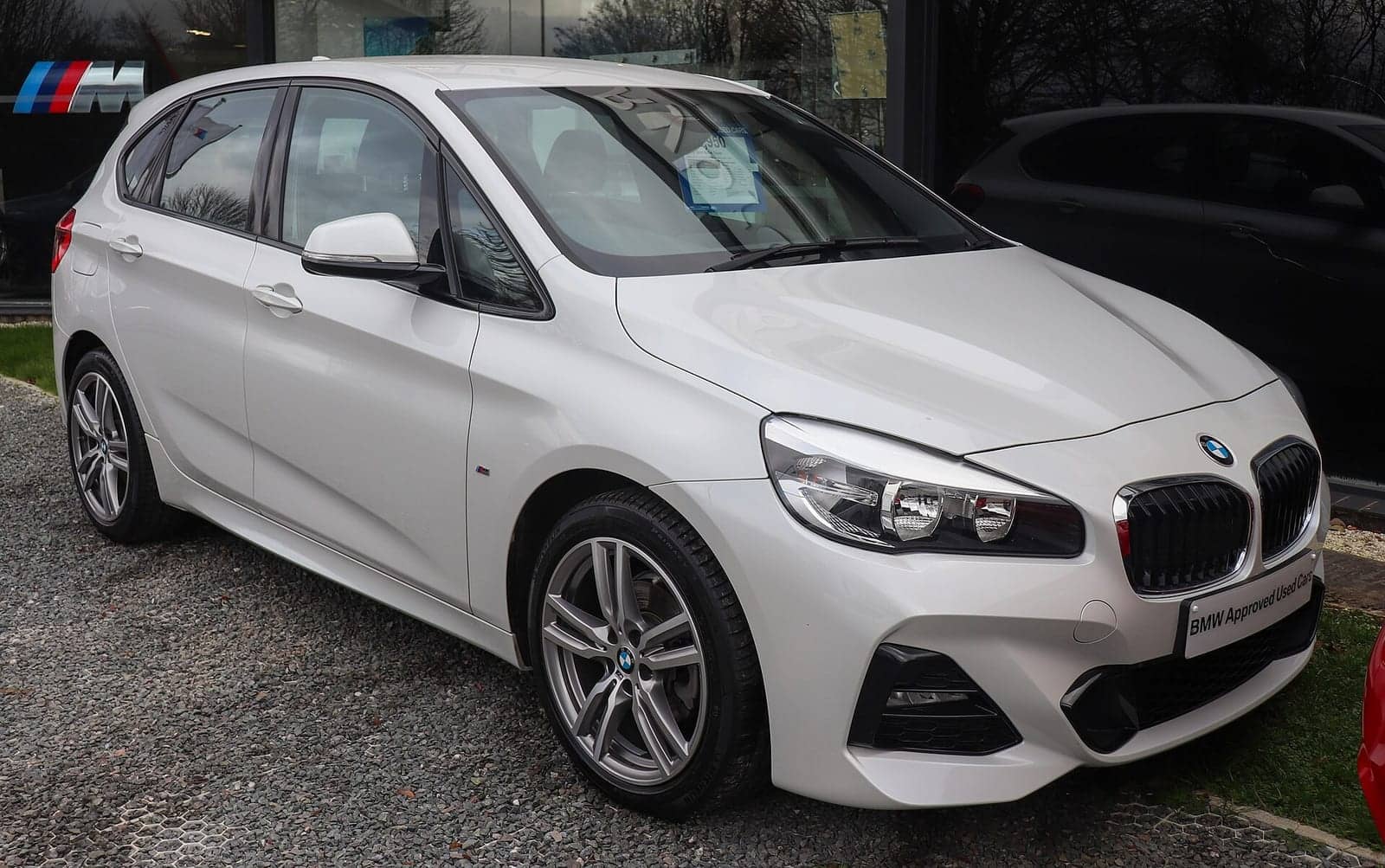 White BMW 218i Active Tourer M Sport (facelift), front three-quarter view