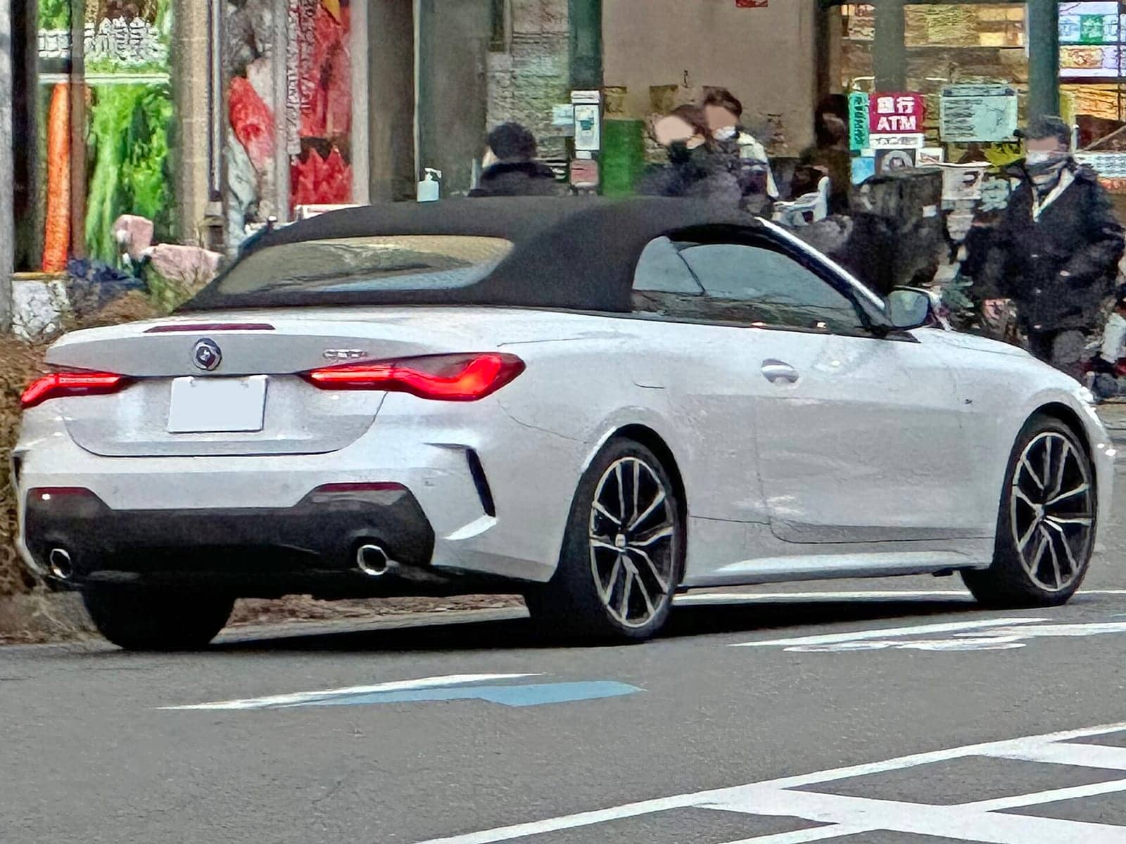 White BMW 420i M Sport convertible, rear three-quarter view