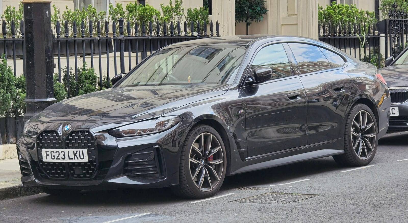 Grey BMW 420i M Sport Gran Coupé, front three-quarter view