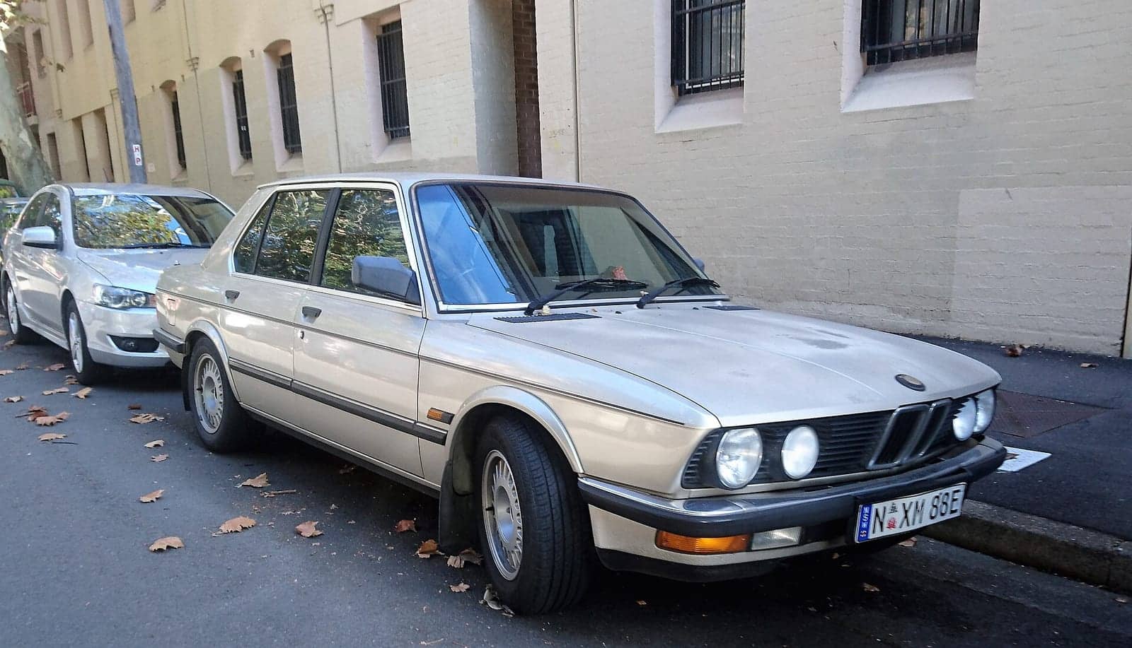 Beige BMW 535i, front three-quarter view