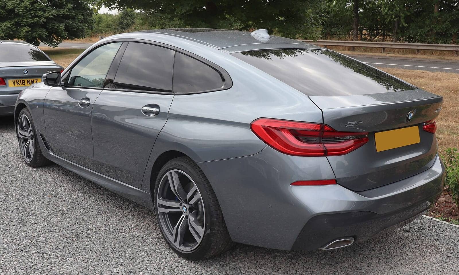 Grey BMW 630d Gran Turismo M Sport, rear three-quarter view
