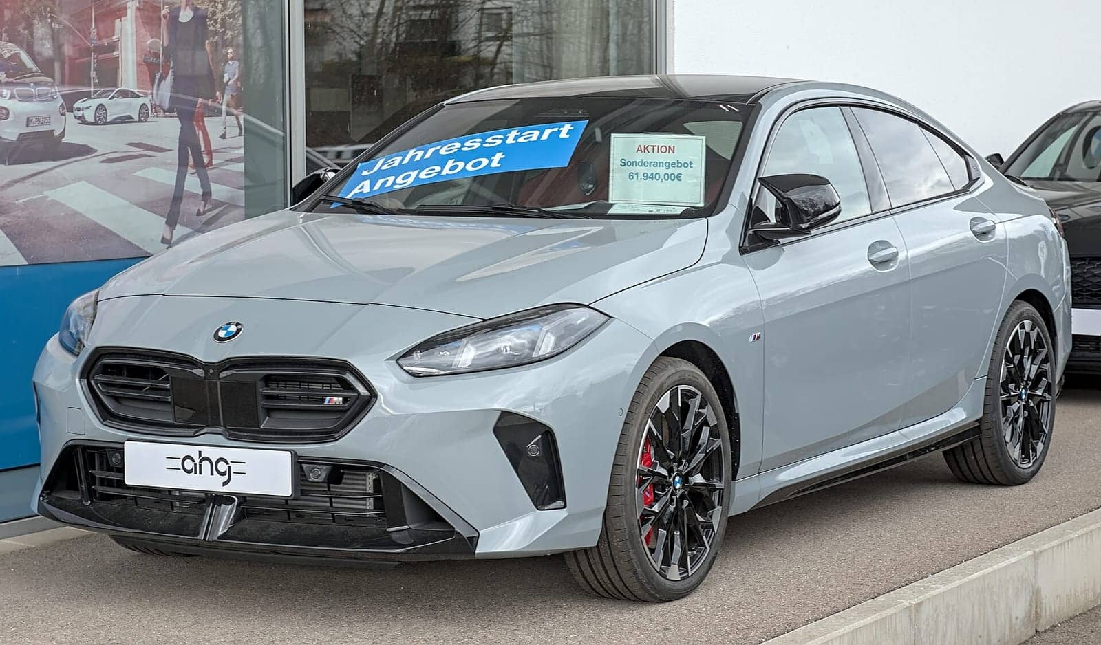 Grey BMW M235 xDrive Gran Coupé, front three-quarter view